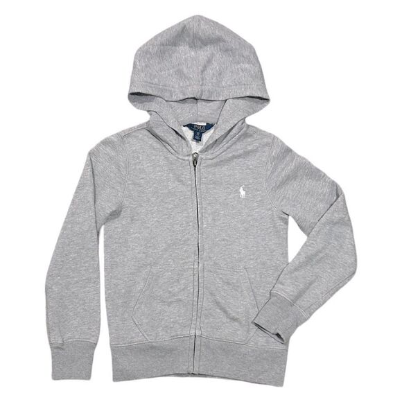 Polo Ralph Lauren Other - Polo Ralph Lauren Girls French Terry Full Zip Hoodie Light Grey Heather Sz S/P 7
